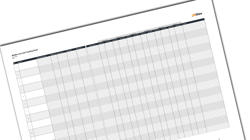 Construction Tender Tracking Template