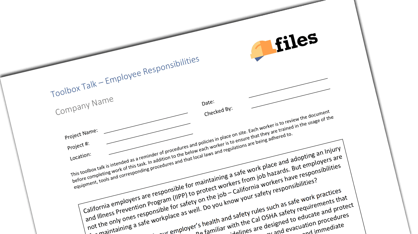 Toolbox Talk - Worker Responsibilities