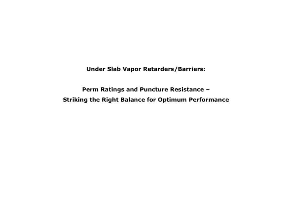 Under Slab Vapour Retarders - Optimum Performance