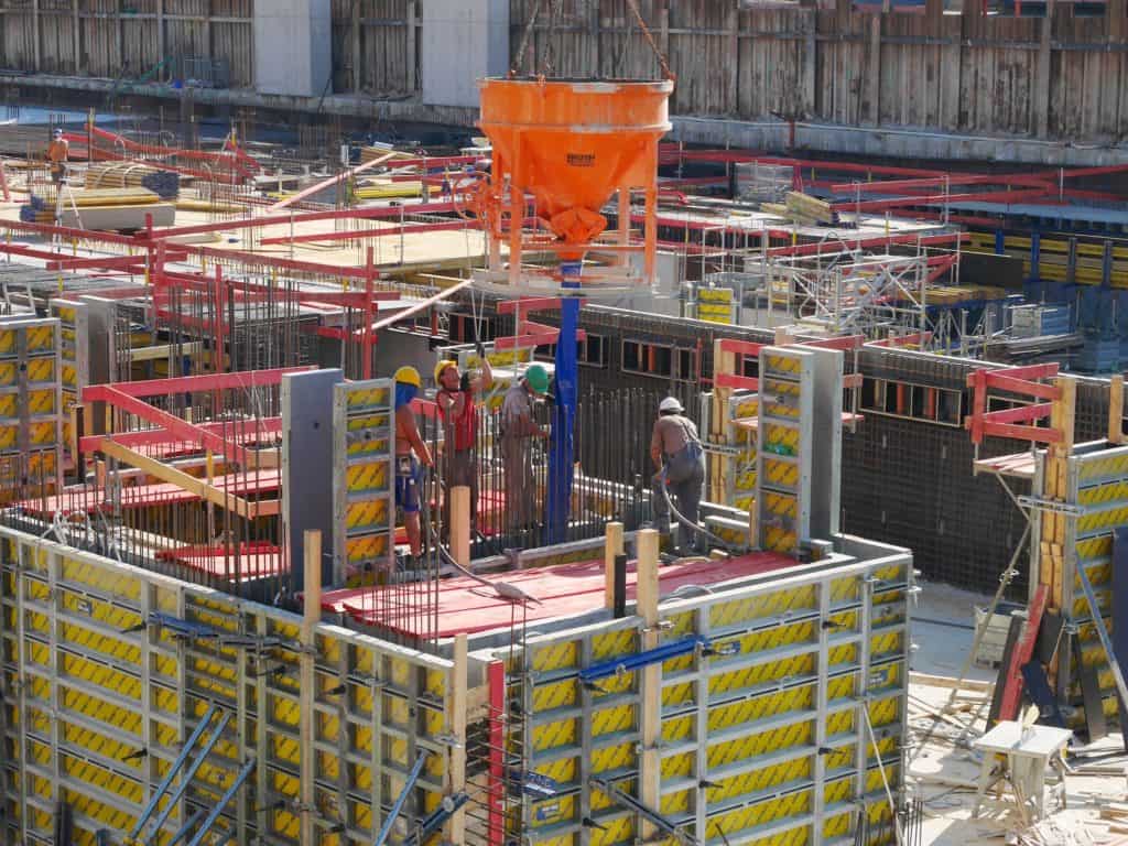 Workers in a concrete pour