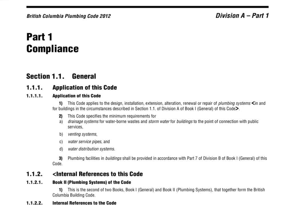 BC Plumbing Code 2012