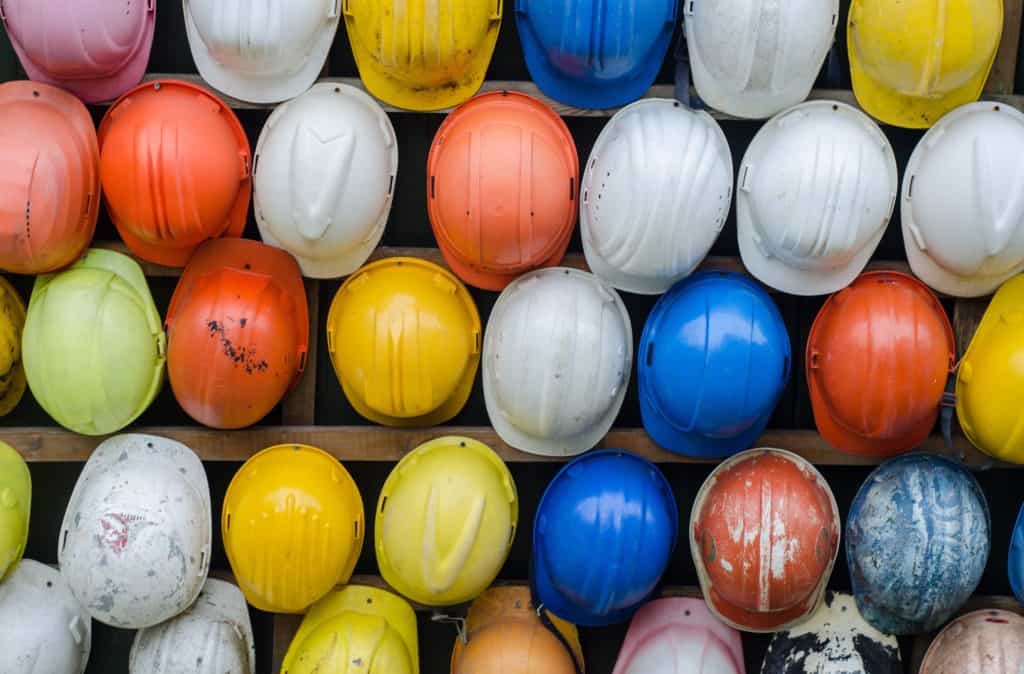 Wall of Hard hats