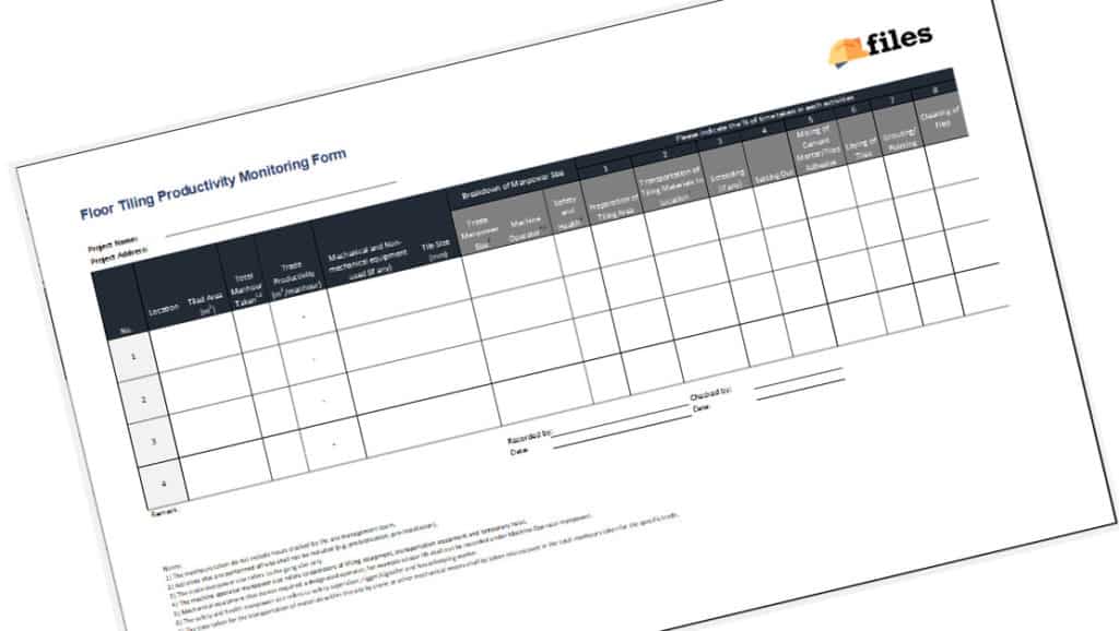 Floor Tiling Productivity Monitoring Form