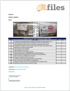 Equipment Safety Checklist - Electrical Panel Board - Construction Files