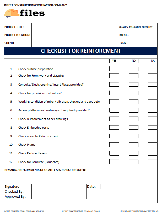 Quality Reinforcement Checklist - Reinforcement