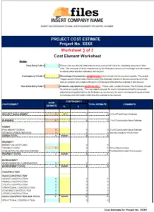 Project Management Costs Worksheet.pdf Project Cost Estimate-Worksheet And Template - Construction Files