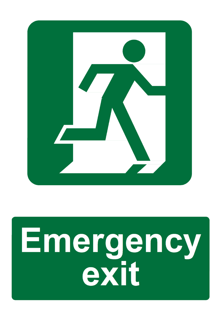 emergency exit construction sign
