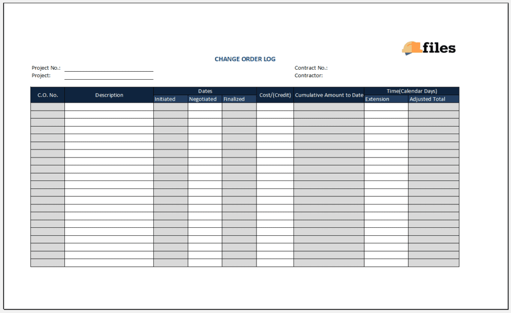 Change Order Log