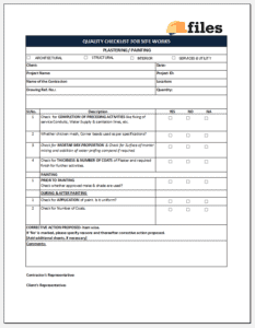 Quality Checklist - Plastering And Painting - Construction Files