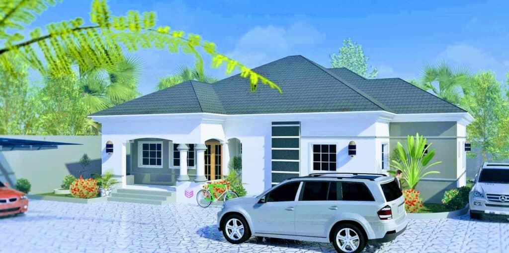 Four bedroom bungalow stock rendering