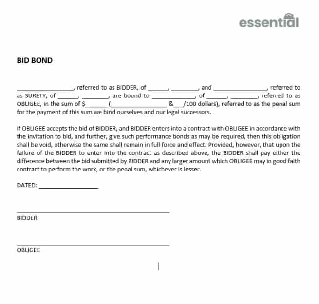Bid Bond Template Construction Files Bid Bond Template Construction Files