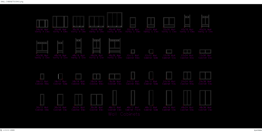 Washroom Wall Cabinets - Autocad Blocks