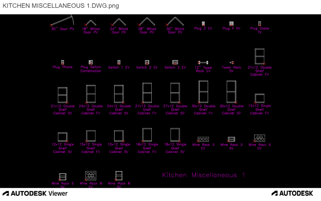 Kitchen Miscellaneous Objects - Autocad Blocks