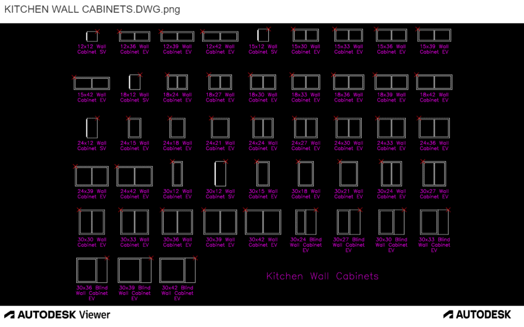 Kitchen Wall Cabinets - Autocad Blocks