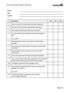 Environmental Project Checklist - Construction Files