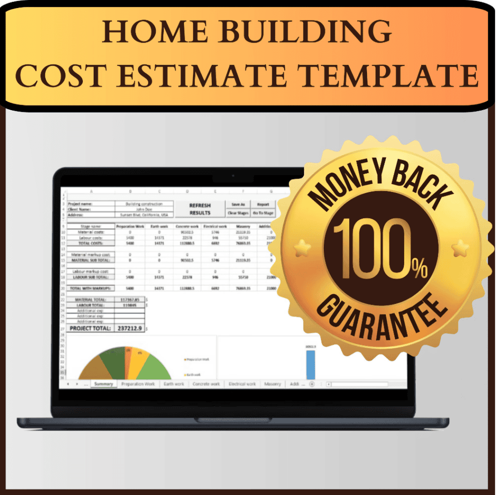 Home Building Cost Calculator Excel Template