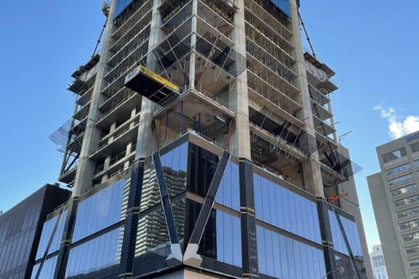 First Structure Cladding Panels at The One Reveal Champagne Finish