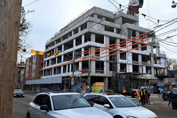 6-Storey Rental Development Tops Off on Queen in Leslieville