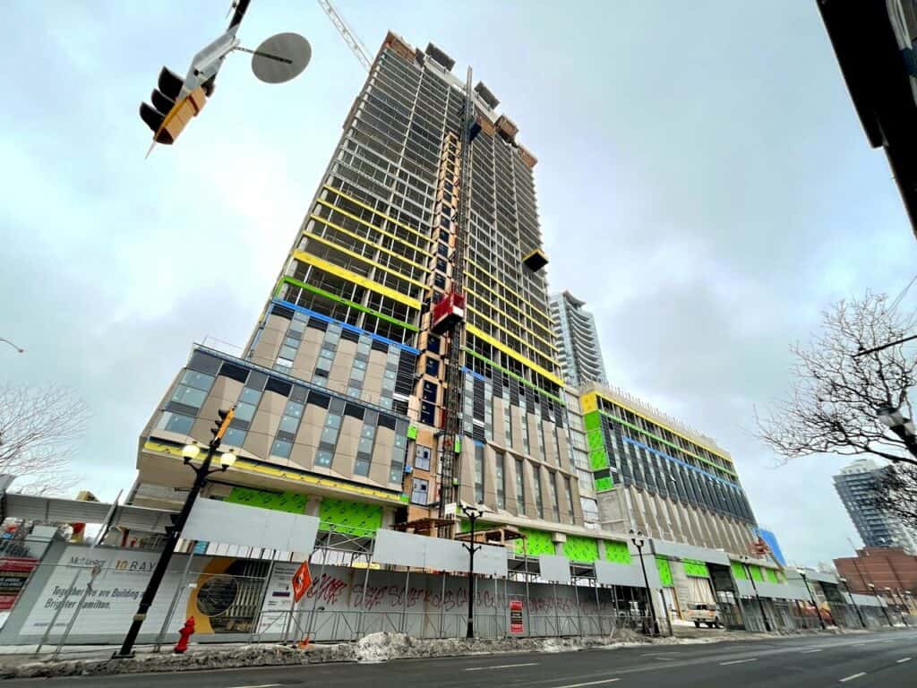 McMaster Graduate Residence Tower Tops Off at 30 Storeys in Downtown Hamilton