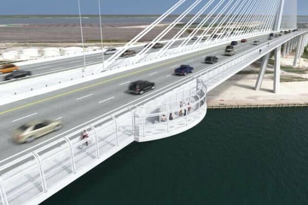 Texas Harbor Bridge crane catches fire, injures 2