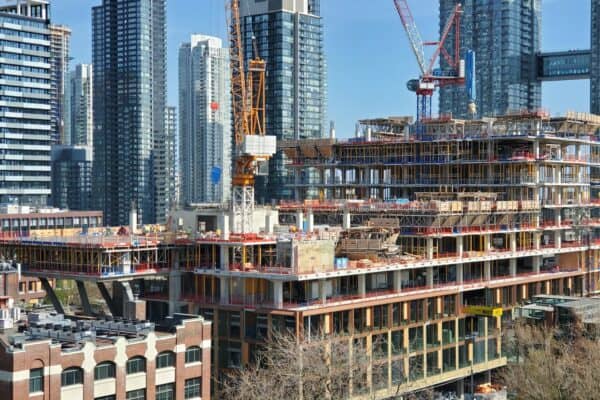 Stylish Cladding System Going Up at Portland Commons as Concrete Frame Rises Above Front Street