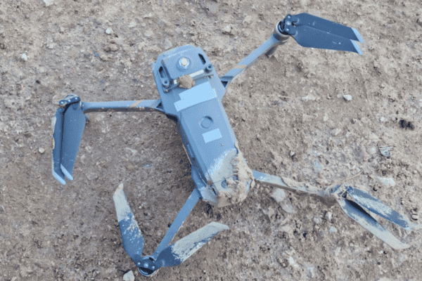 The stricken drone after it fell from the sky