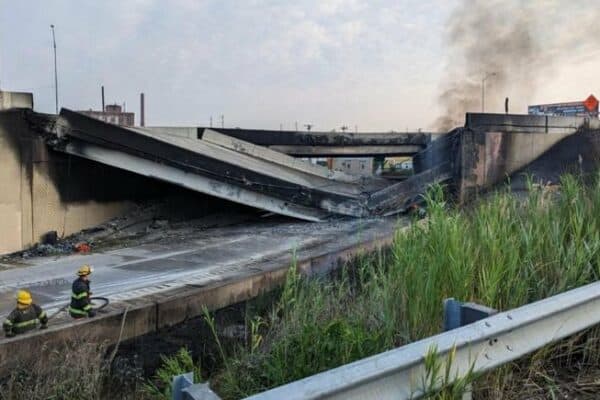 Tanker fire causes I-95 bridge collapse in Philadelphia