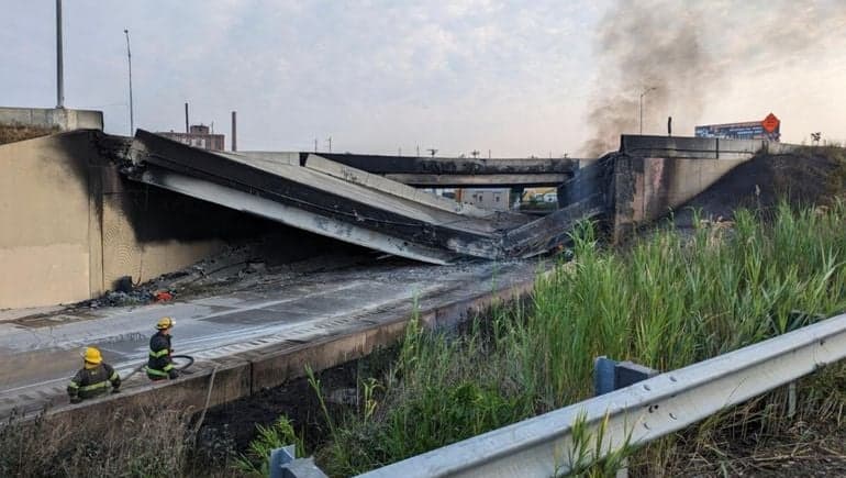 Tanker fire causes I-95 bridge collapse in Philadelphia