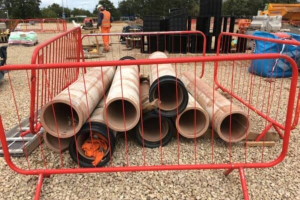 The drainage pipes which fell on the victim