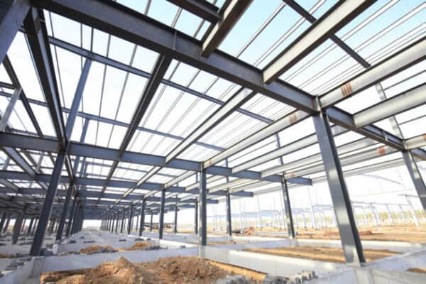 Steel frame structure unfinished