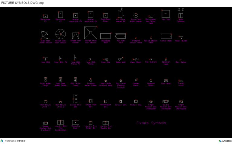 FIXTURE SYMBOLS.DWG - Plumbing Fixtures - Autocad Blocks
