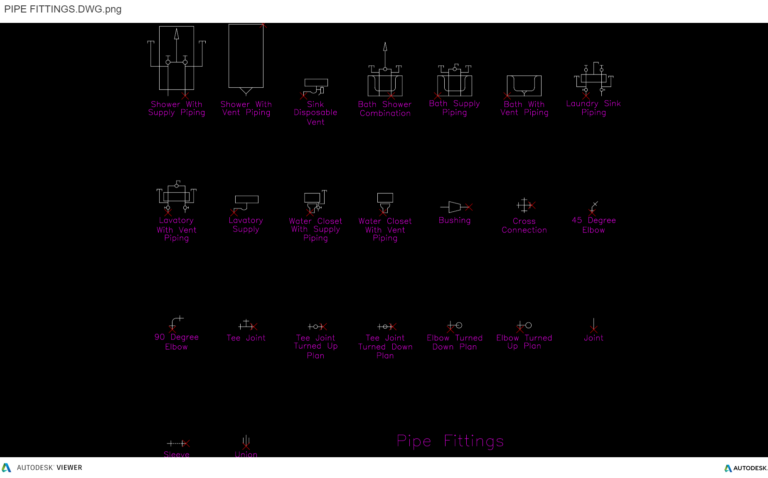 PIPE FITTINGS.DWG - Plumbing Pipe Fittings - Autocad Blocks
