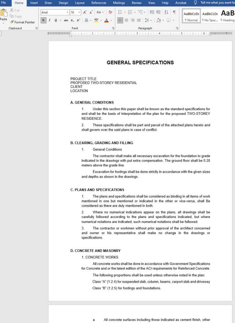 jorcepates@gmail.com 4 - Outline Specification - 2 Storey Residential