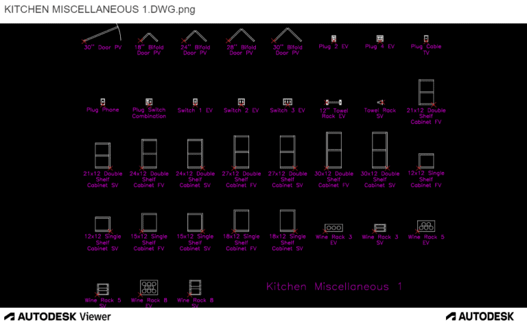 KITCHEN MISCELLANEOUS 1.DWG - Kitchen Miscellaneous Objects - Autocad Blocks