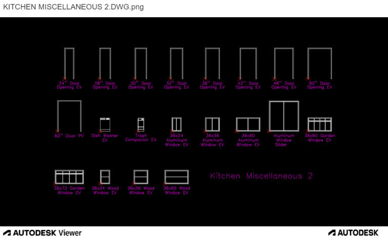 KITCHEN MISCELLANEOUS 2.DWG - Kitchen Doors and Windows - Autocad Blocks