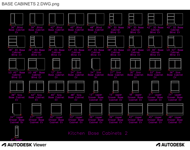 BASE CABINETS 2.DWG - Kitchen Base Cabinets 2 - Autocad Blocks